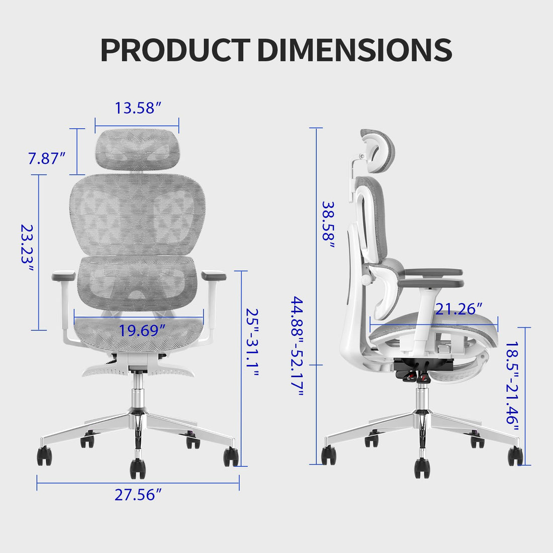 Ergonomic Mesh Office Chair with 3D Armrest, Black