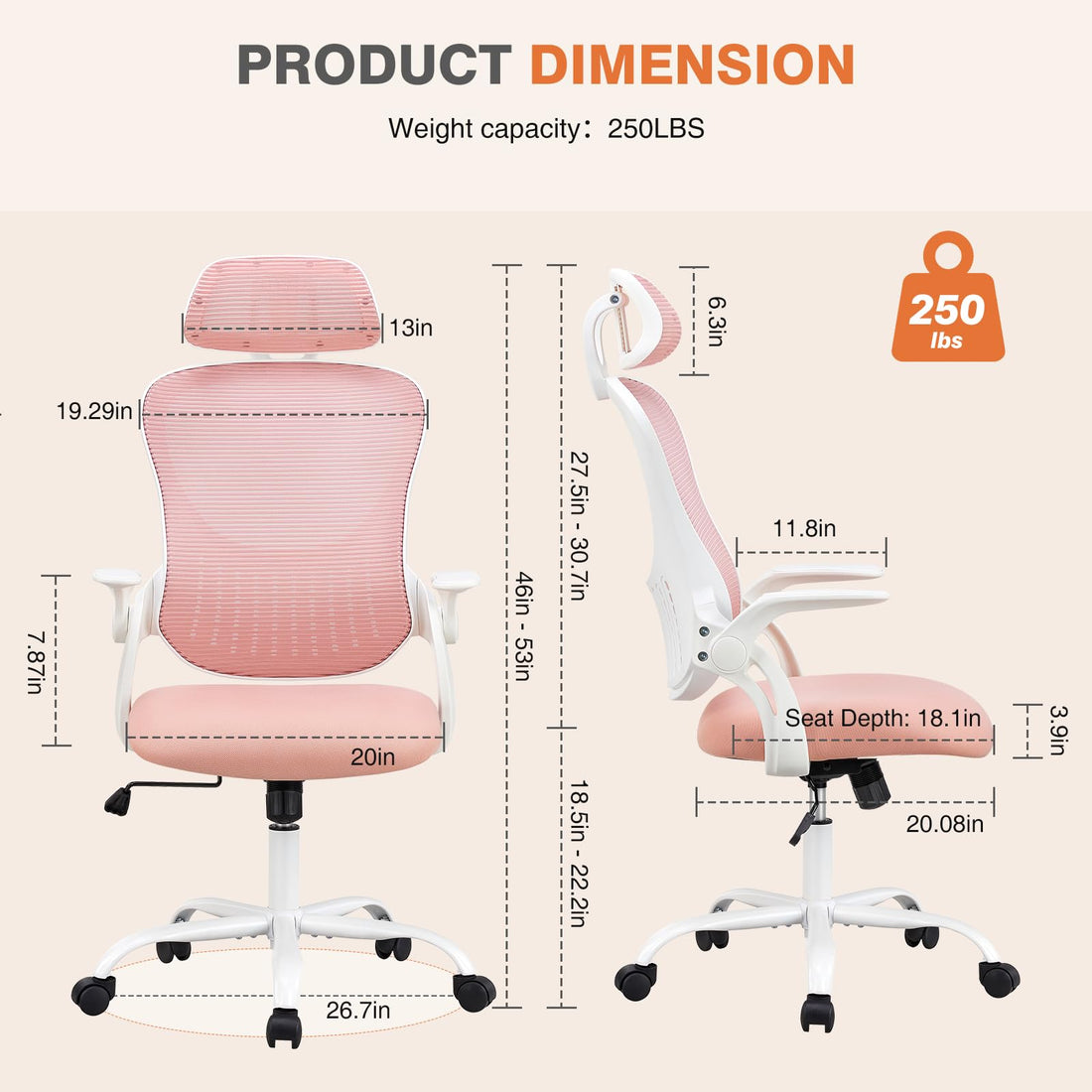 Sweetcrispy Ergonomic Mesh Office Chair, Black