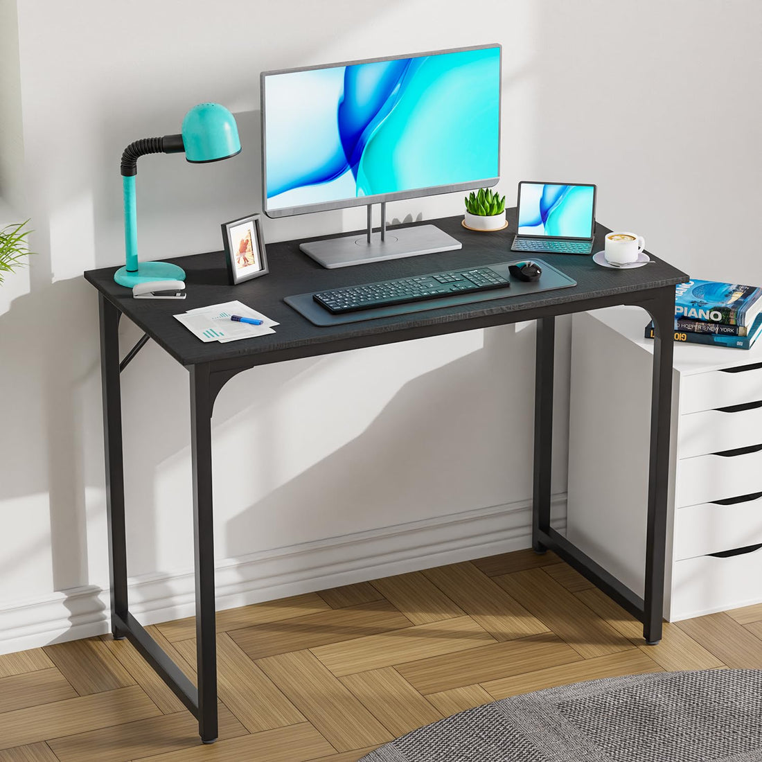 PayLessHere 32" Black Computer Desk with Metal Frame