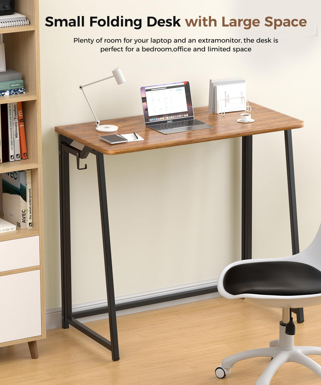 31.5" Small Folding Computer Desk, Rustic