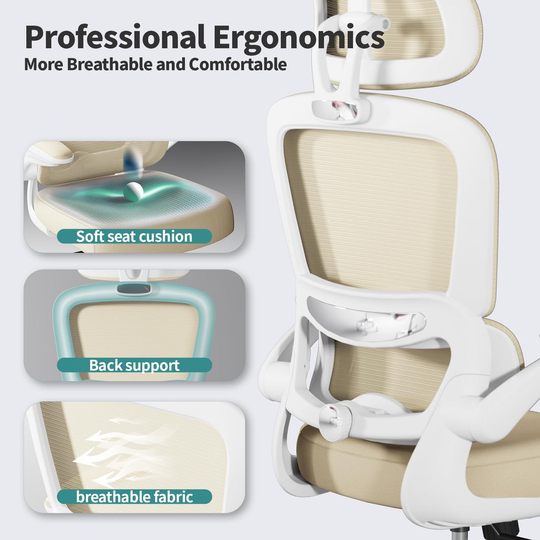 TRALT Ergonomic High Back Office Chair, Black