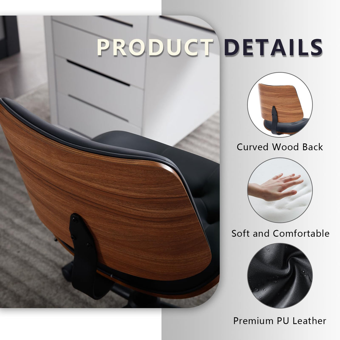 Armless Office Chair with Wheels, Beige