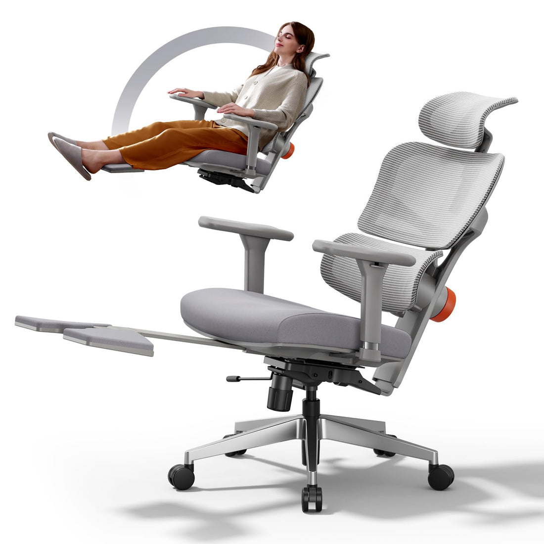 Newtral Ergonomic Office Chair with Footrest, Gray