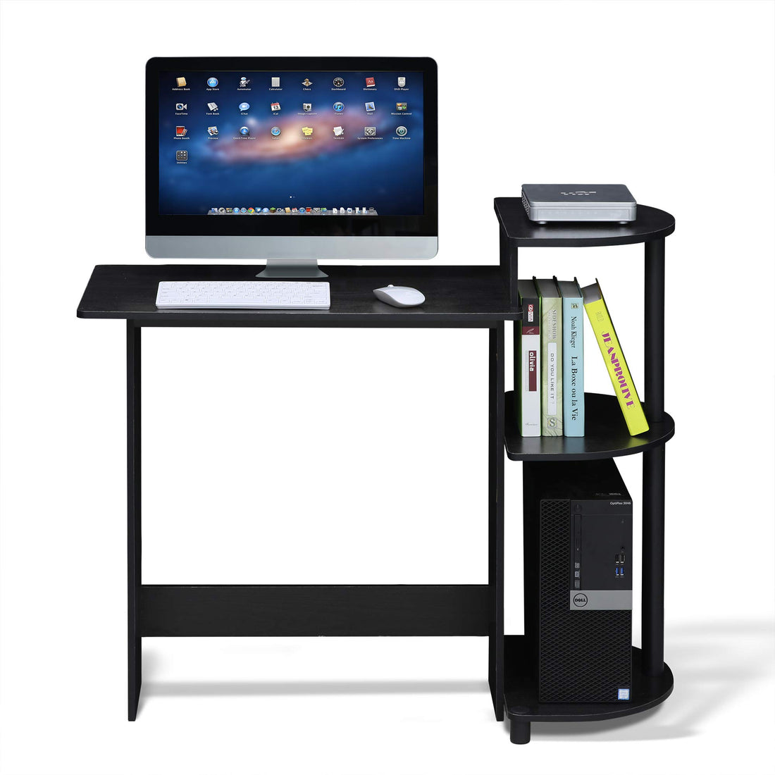 Furinno Compact Computer Desk, Walnut/Black