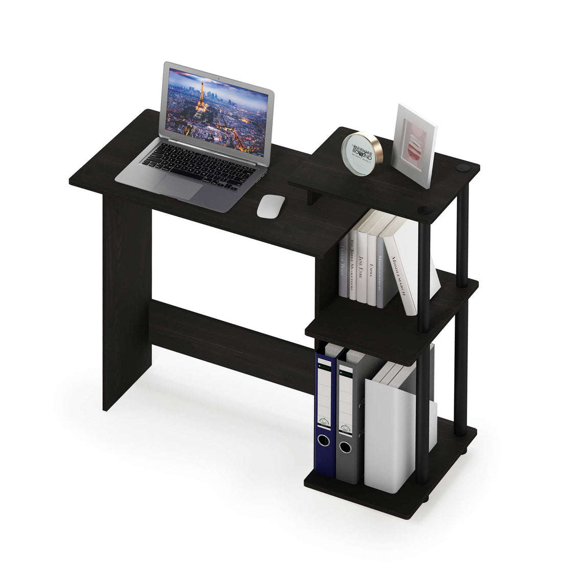 Furinno Compact Computer Desk, Walnut/Black