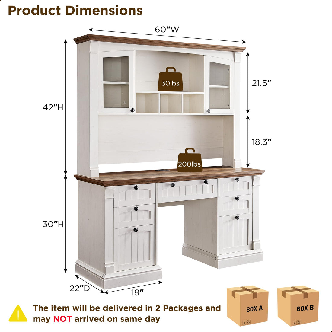 OKD 60" L-Shaped Executive Desk with Hutch & Storage