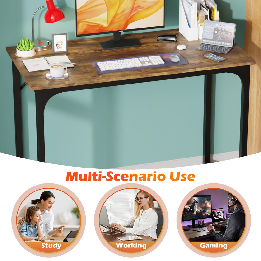 PayLessHere 32" Black Computer Desk with Metal Frame