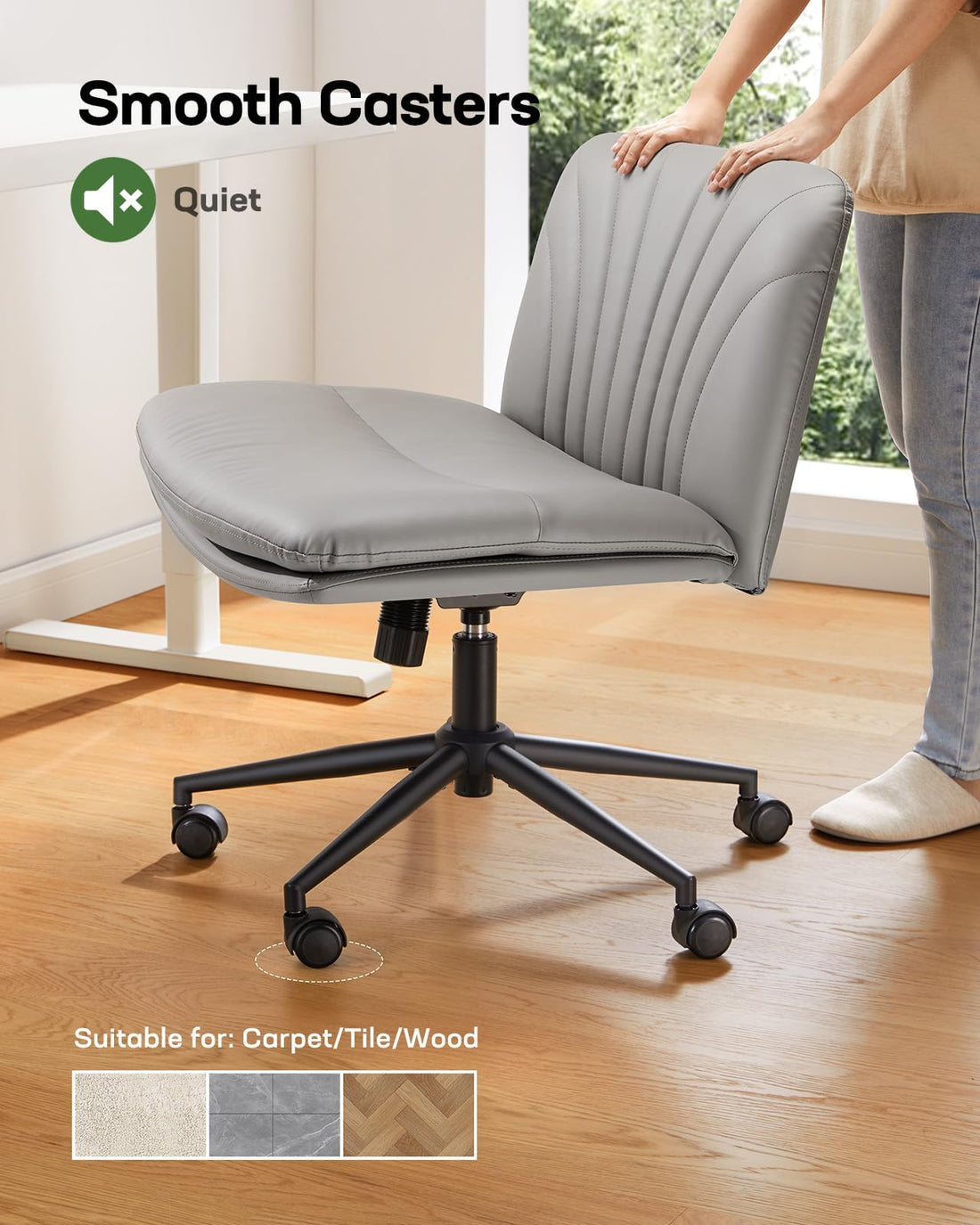 Marsail Armless Office Chair, Light Beige
