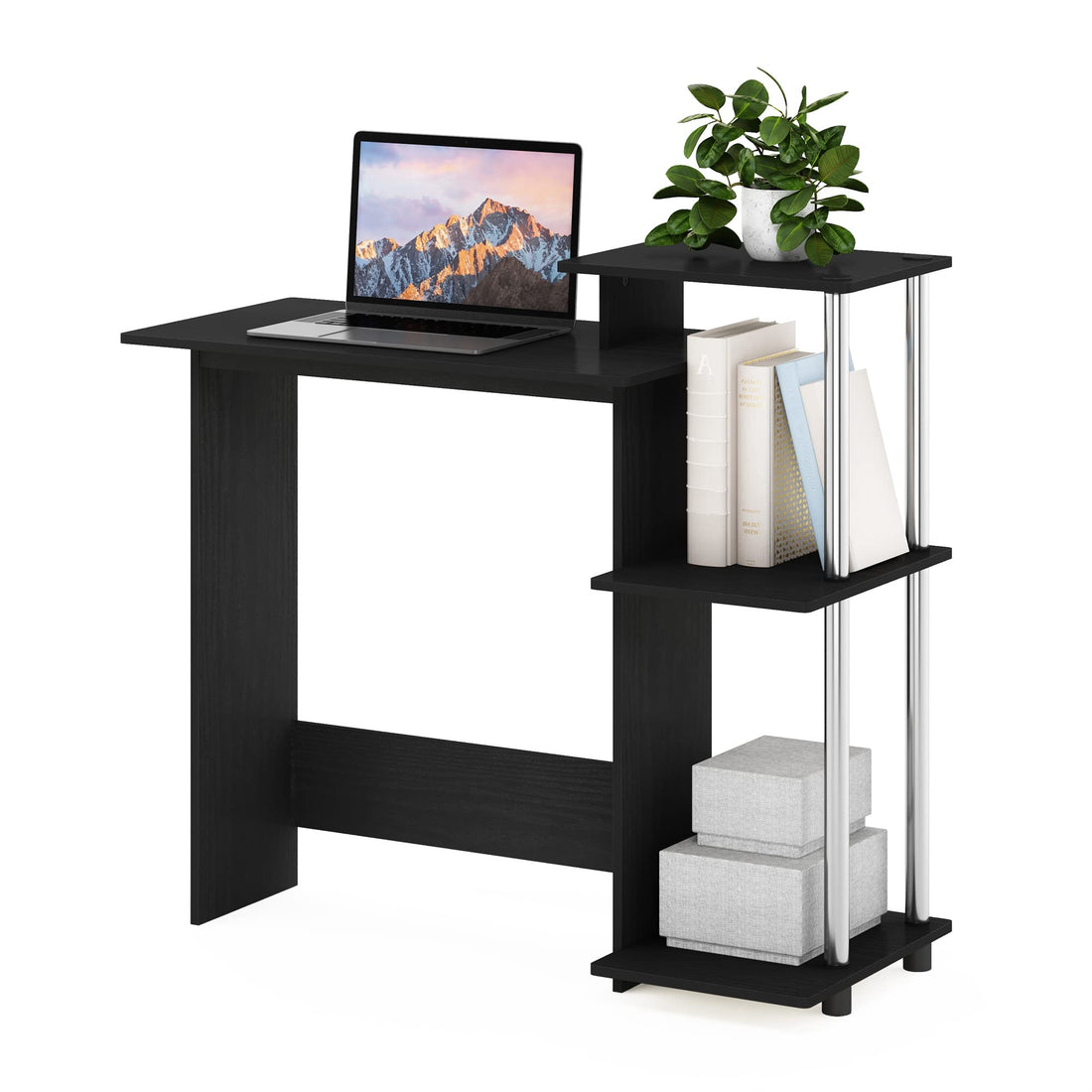 Furinno Compact Computer Desk, Walnut/Black