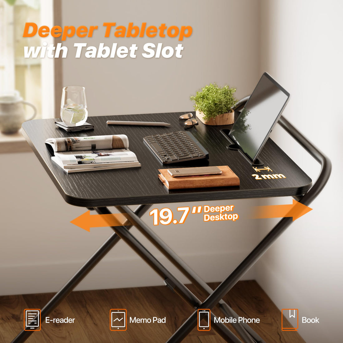 Huuger 24" Folding Desk, Rustic Brown