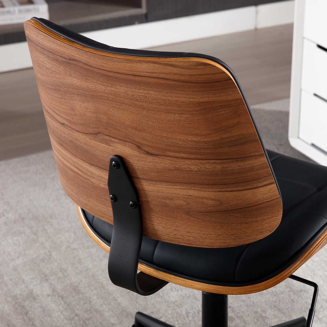 Armless Office Chair with Wheels, Beige