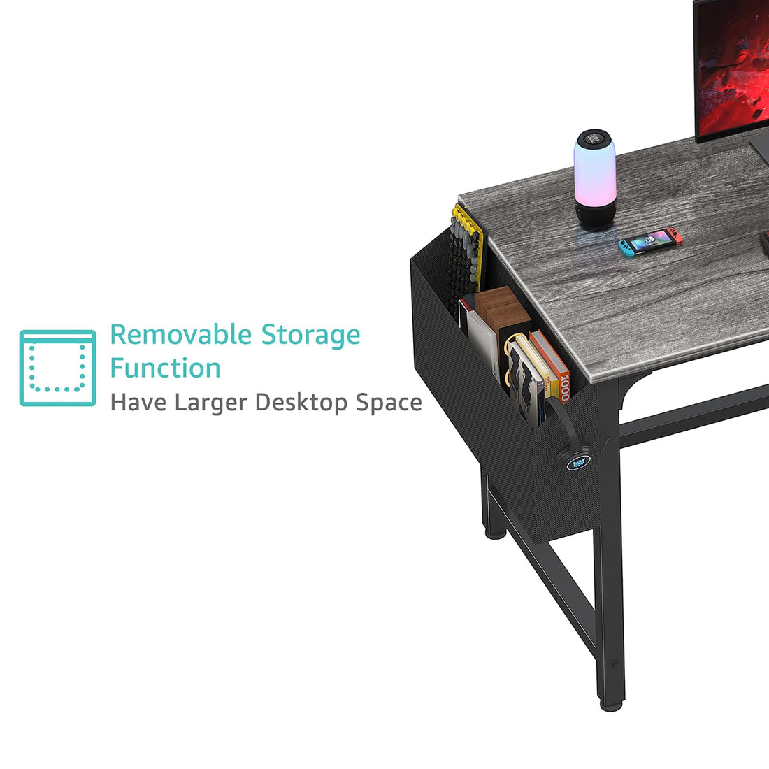 Lufeiya 47" Desk with Fabric Drawers, Rustic Brown