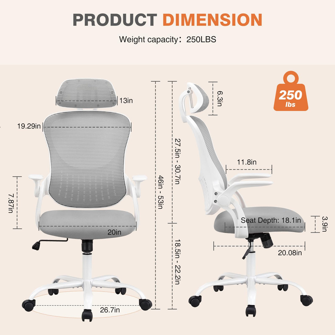 Sweetcrispy Ergonomic Mesh Office Chair, Black