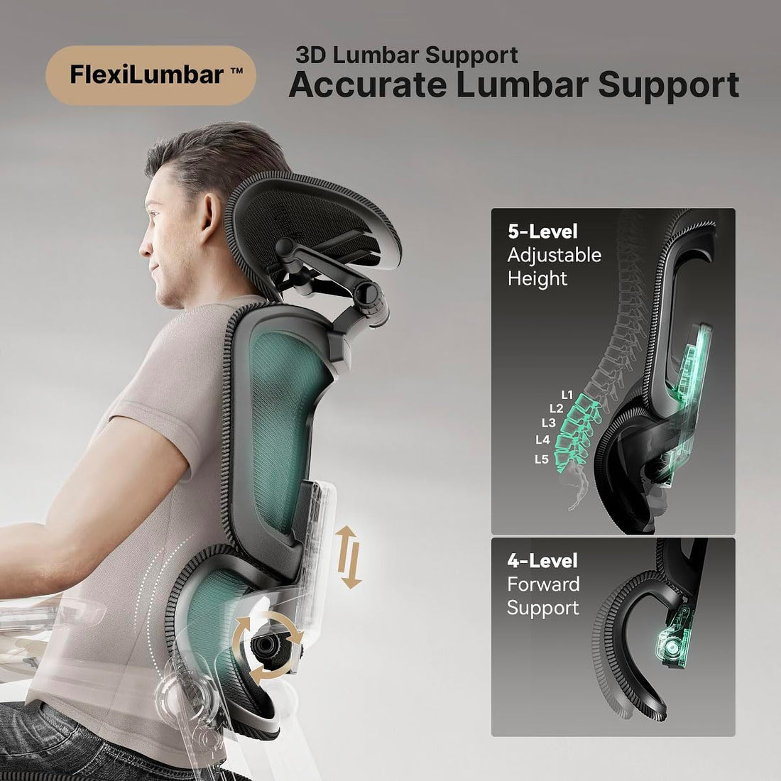 Ergonomic Office Chair with Footrest, Green