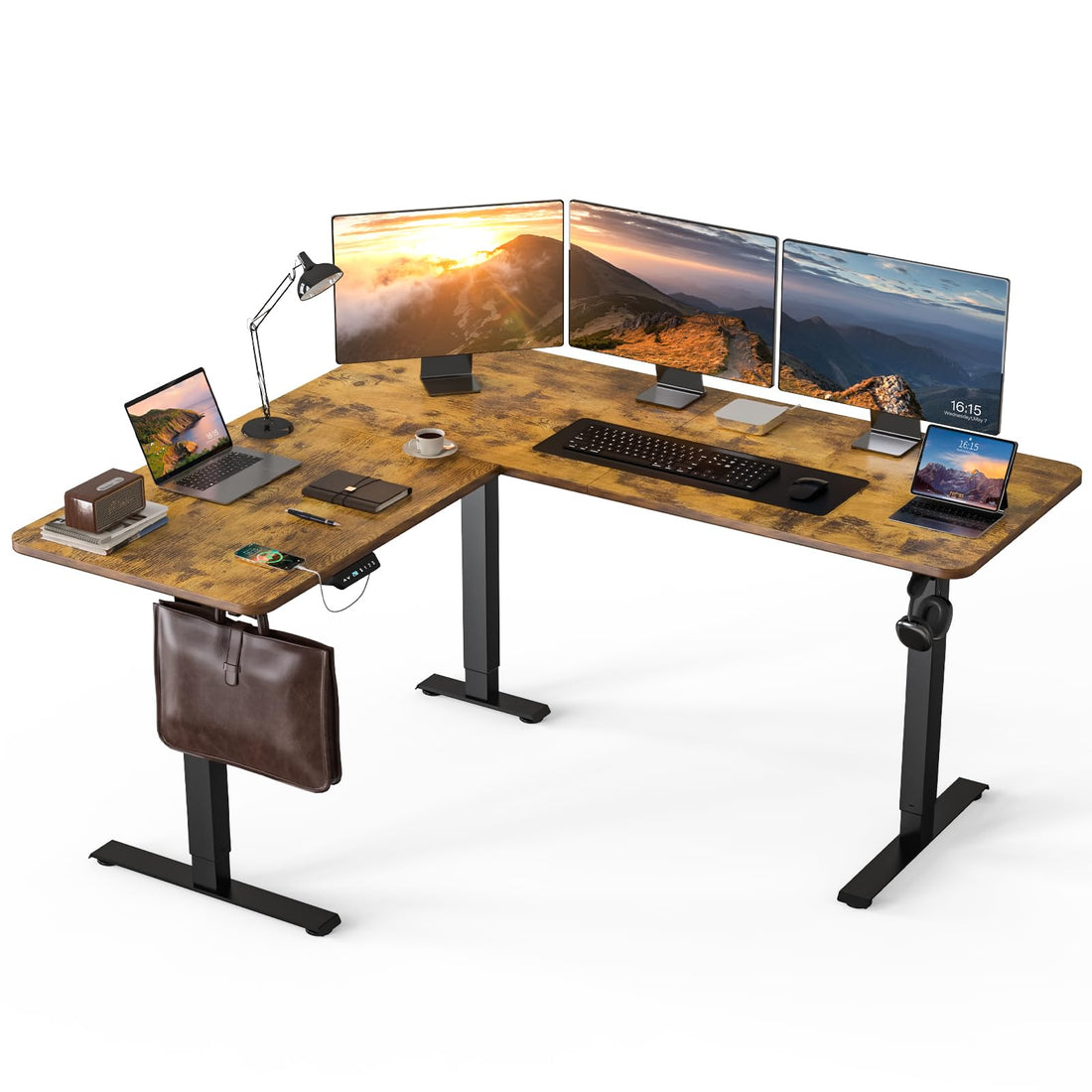 63"x55" L-Shaped Electric Height Adjustable Desk