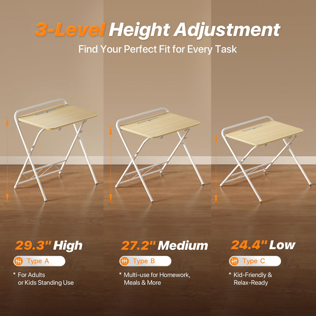 Huuger 24" Folding Desk, Rustic Brown