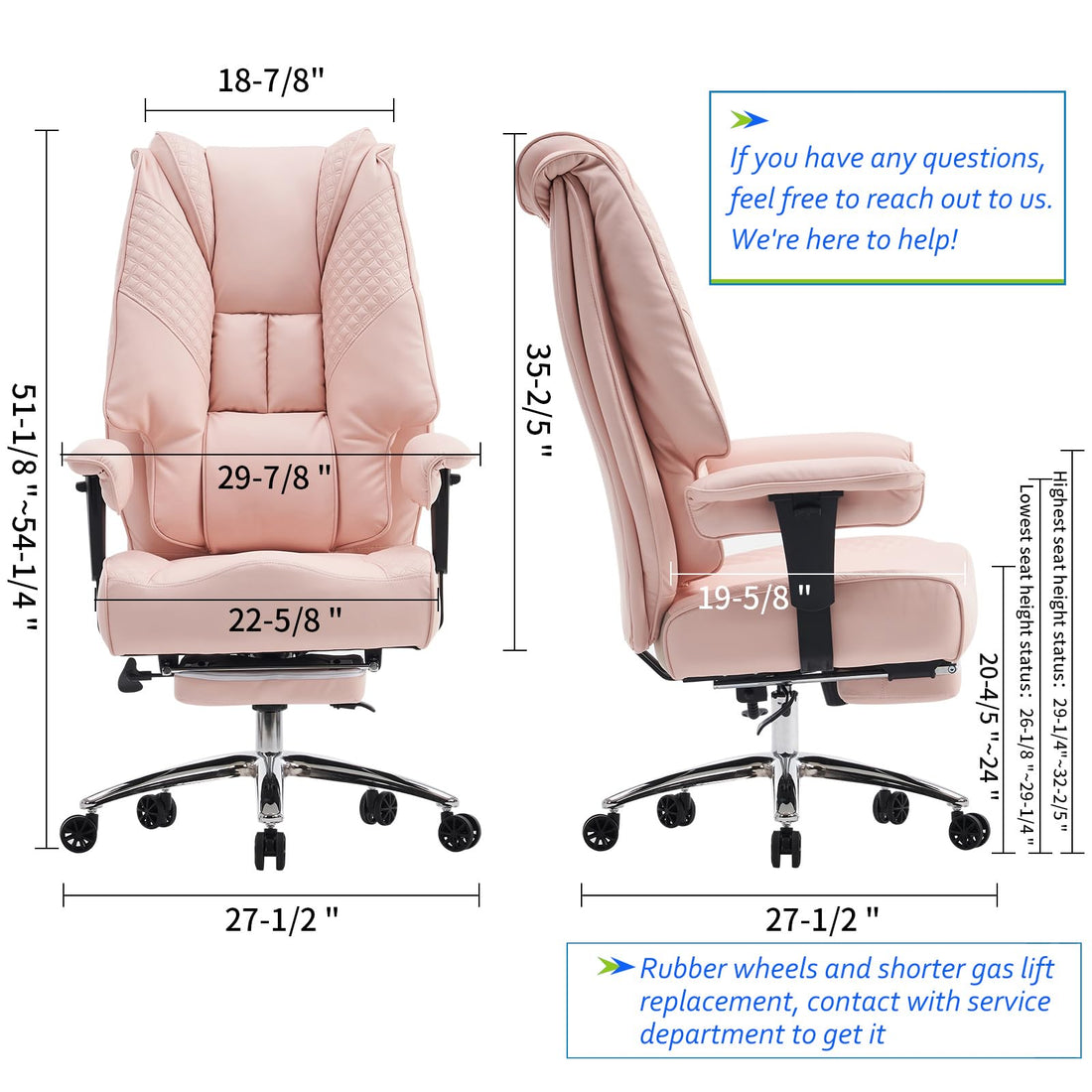 Big & Tall PU Leather Office Chair with Footrest, Brown