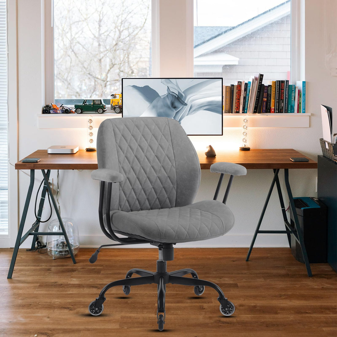 YFO Brown Leather Ergonomic Office Chair