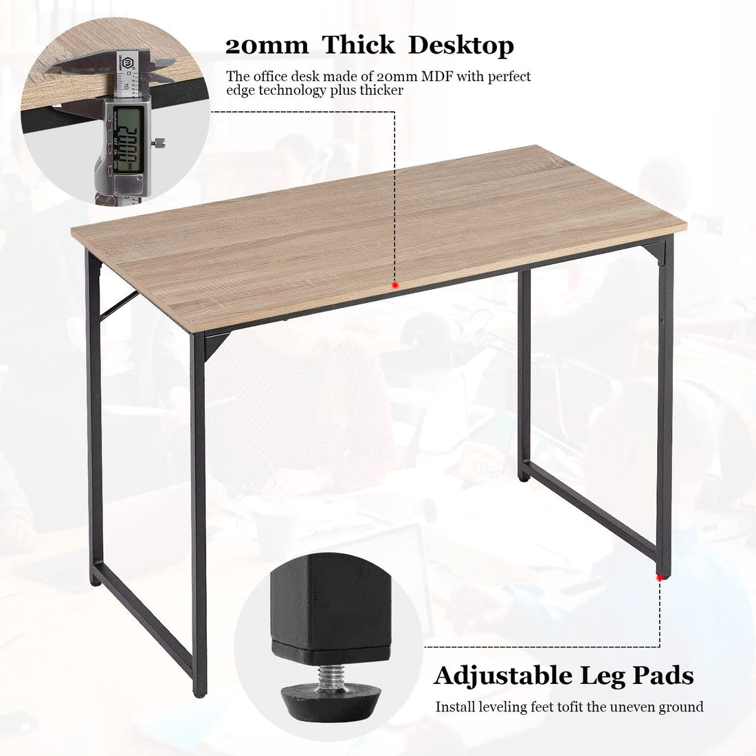 PayLessHere 32" Black Computer Desk with Metal Frame