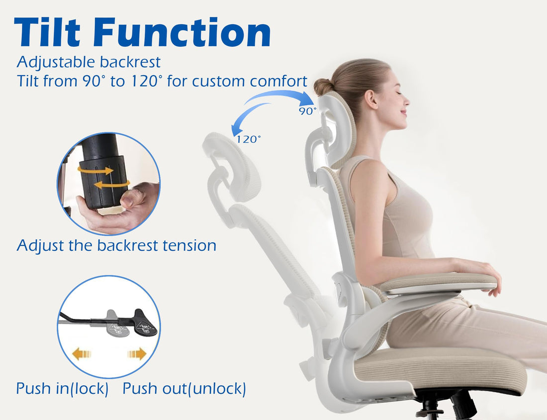 TRALT Ergonomic Office Chair, White Leather