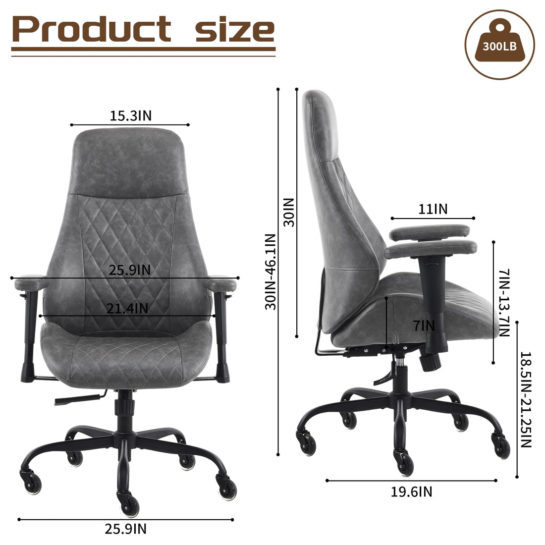 YFO Brown Leather Ergonomic Office Chair