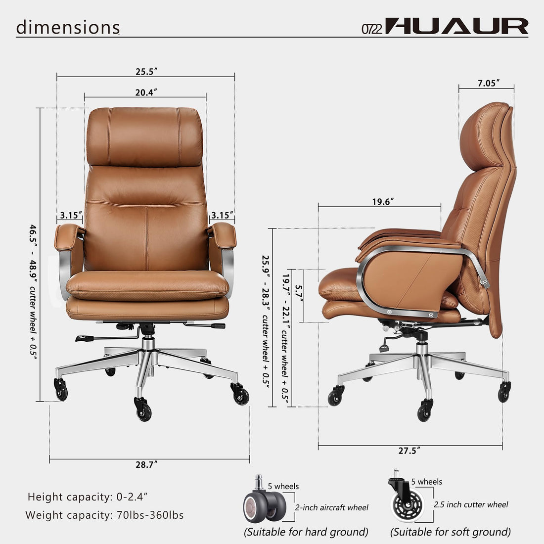Leather High-Back Executive Chair, Brown