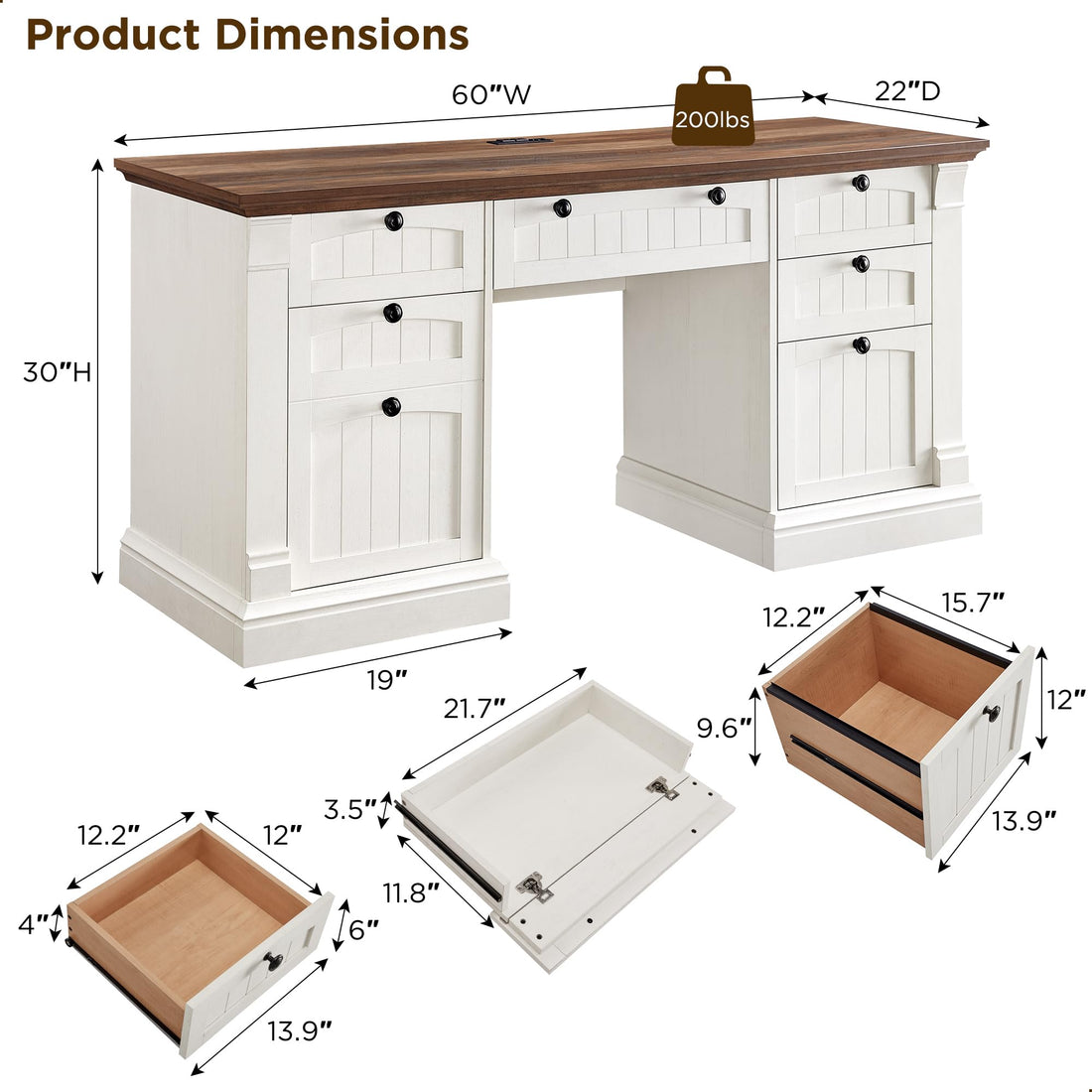OKD 60" L-Shaped Executive Desk with Hutch & Storage