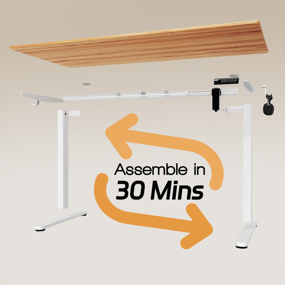 Monomi 63"x28" Electric Standing Desk, Rustic Brown/Black
