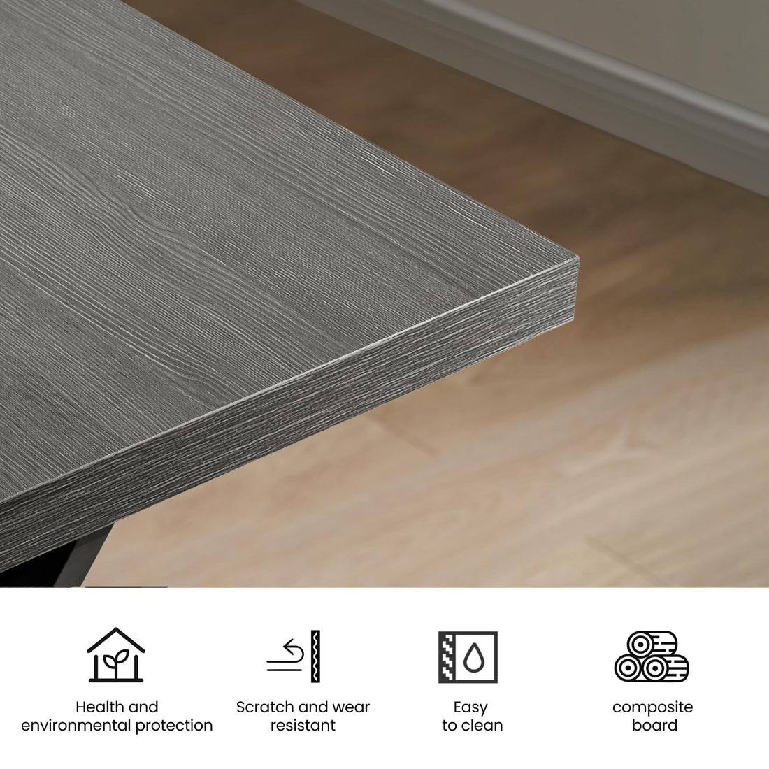 70.9" Executive Office Desk, Ash Black