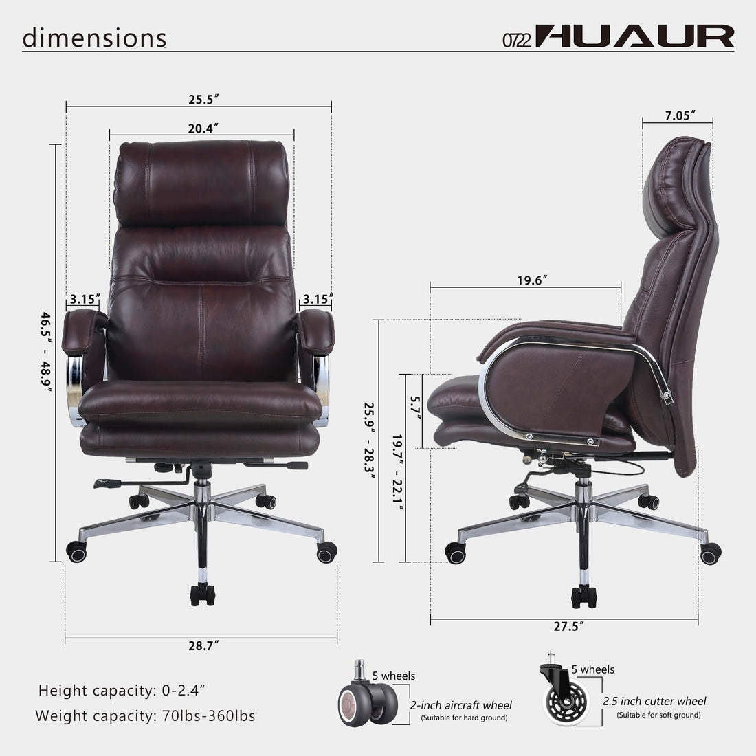 Leather High-Back Executive Chair, Brown
