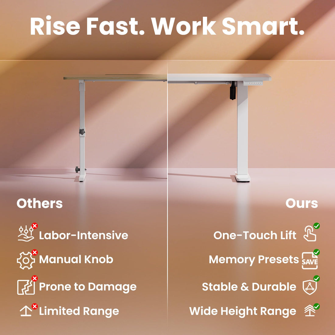 HUANUO 32" Electric Standing Desk, Light Walnut