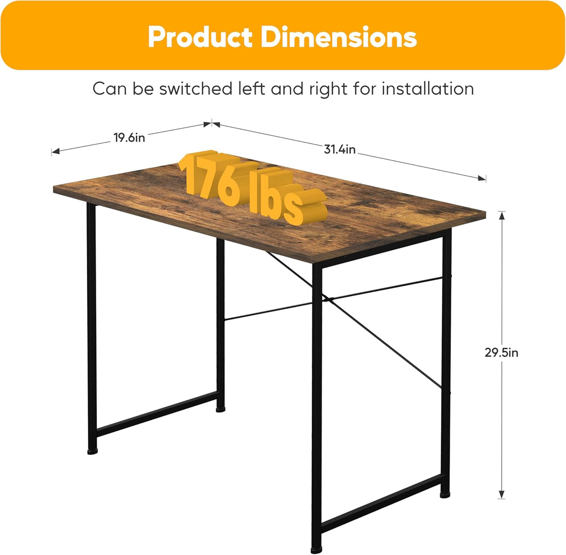 HealSmart 32" Small Wooden Computer Desk – Brown