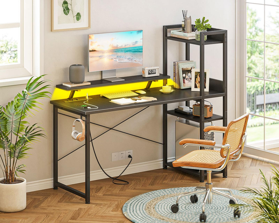 ODK 40" Reversible Gaming Desk with LED & USB Port