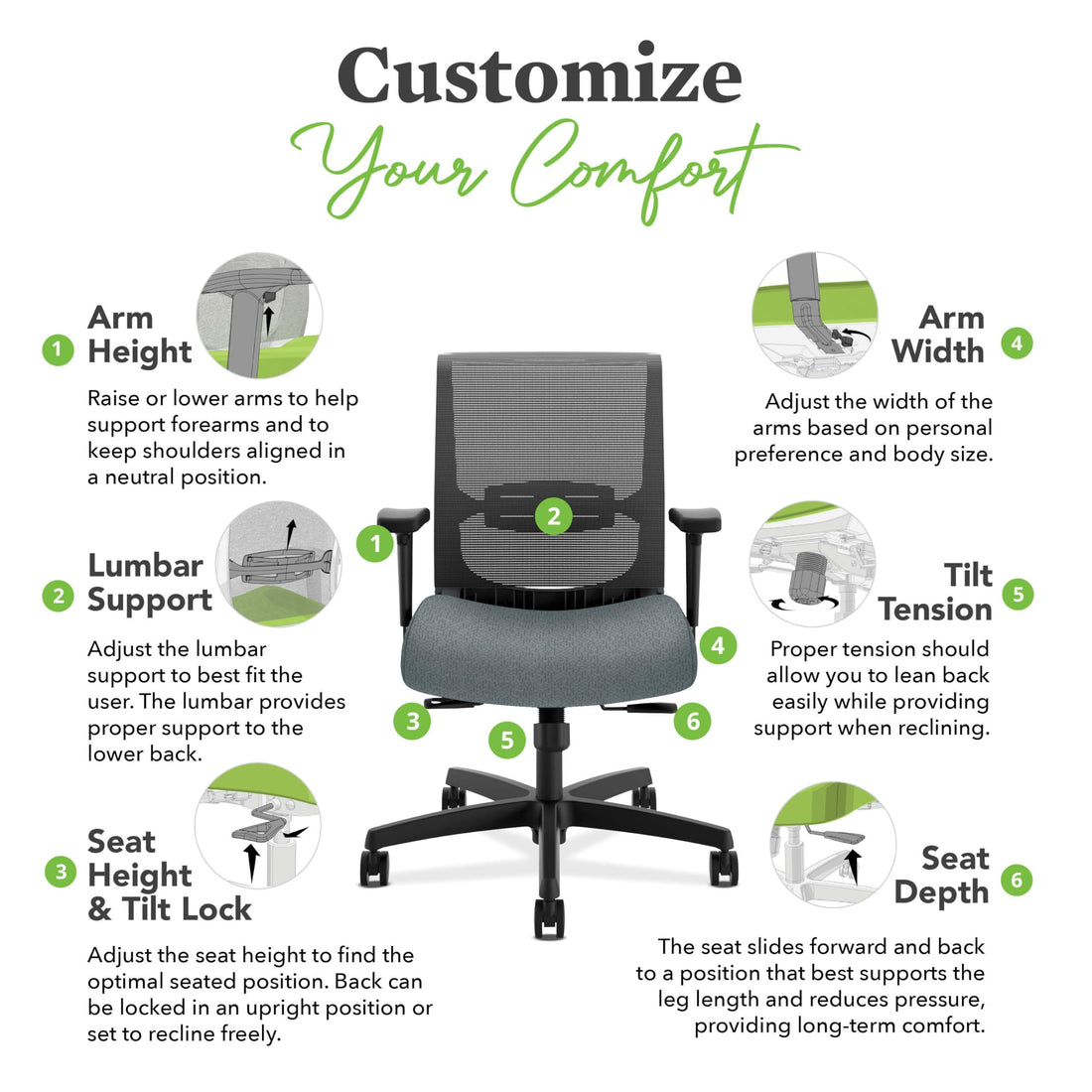 HON Convergence Ergonomic Office Chair, Black