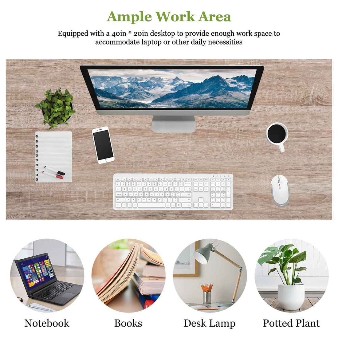 PayLessHere 32" Black Computer Desk with Metal Frame