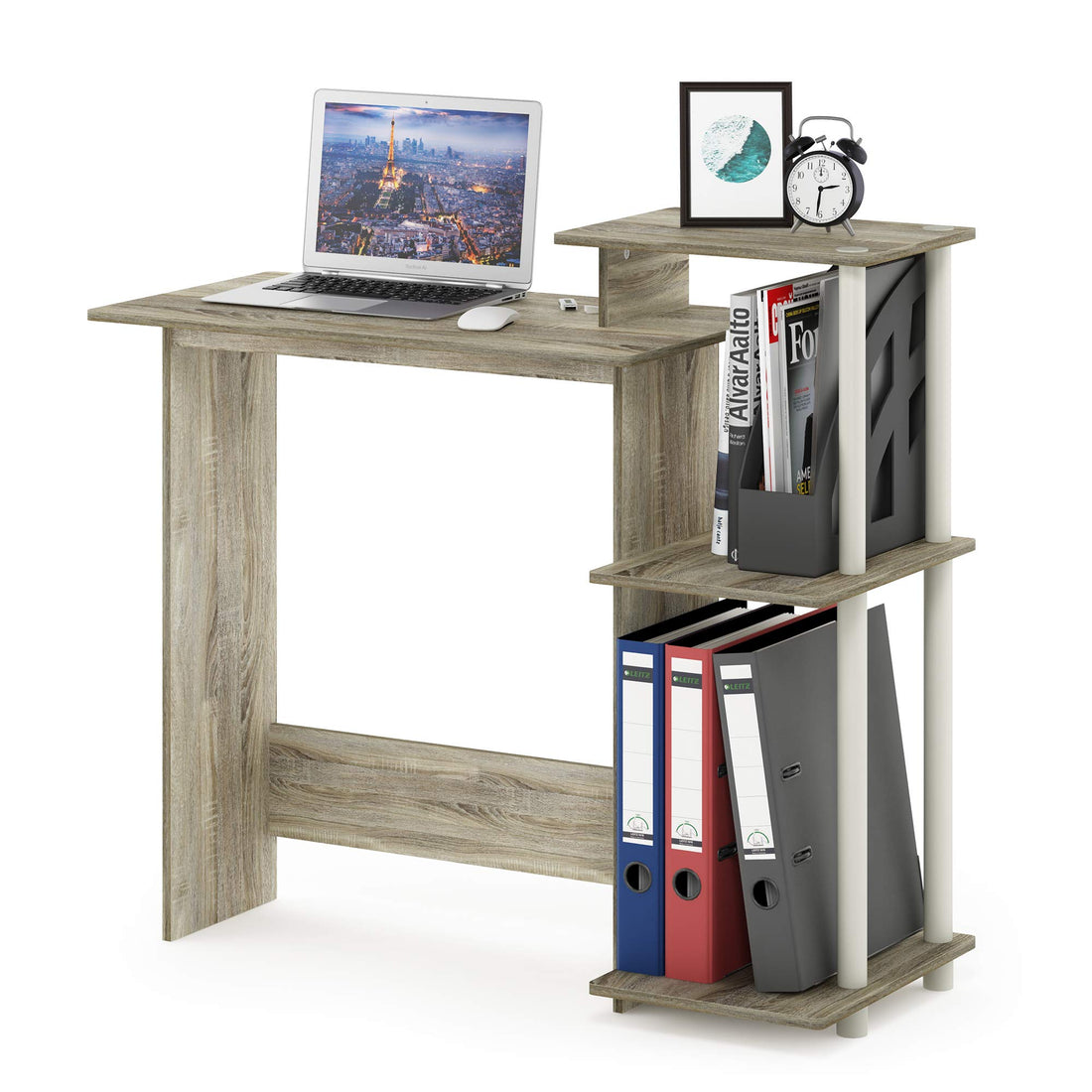 Furinno Compact Computer Desk, Walnut/Black