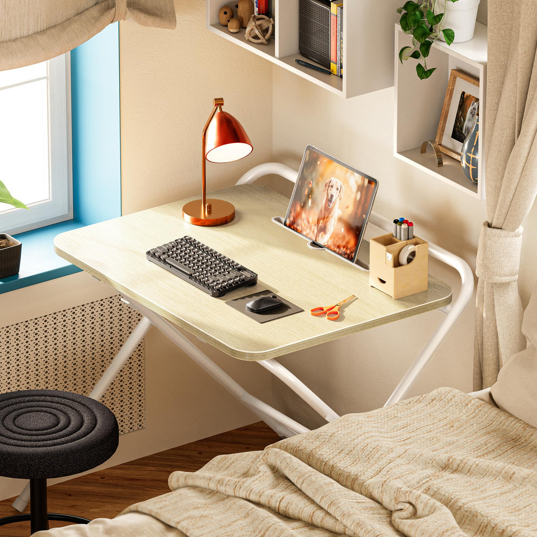 Huuger 24" Folding Desk, Rustic Brown