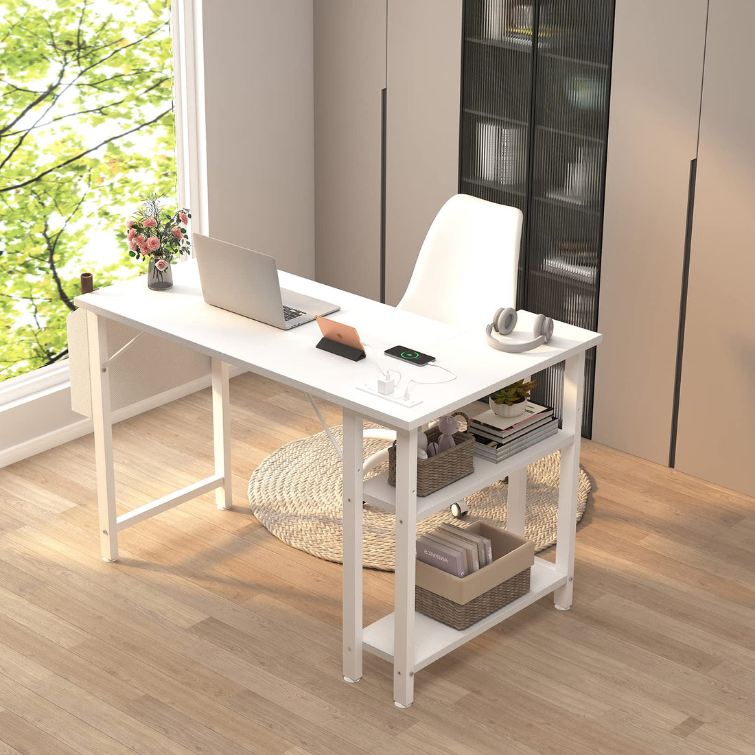 Lufeiya 40" White L-Shaped Desk