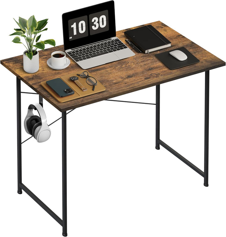 HealSmart 32" Small Wooden Computer Desk – Brown