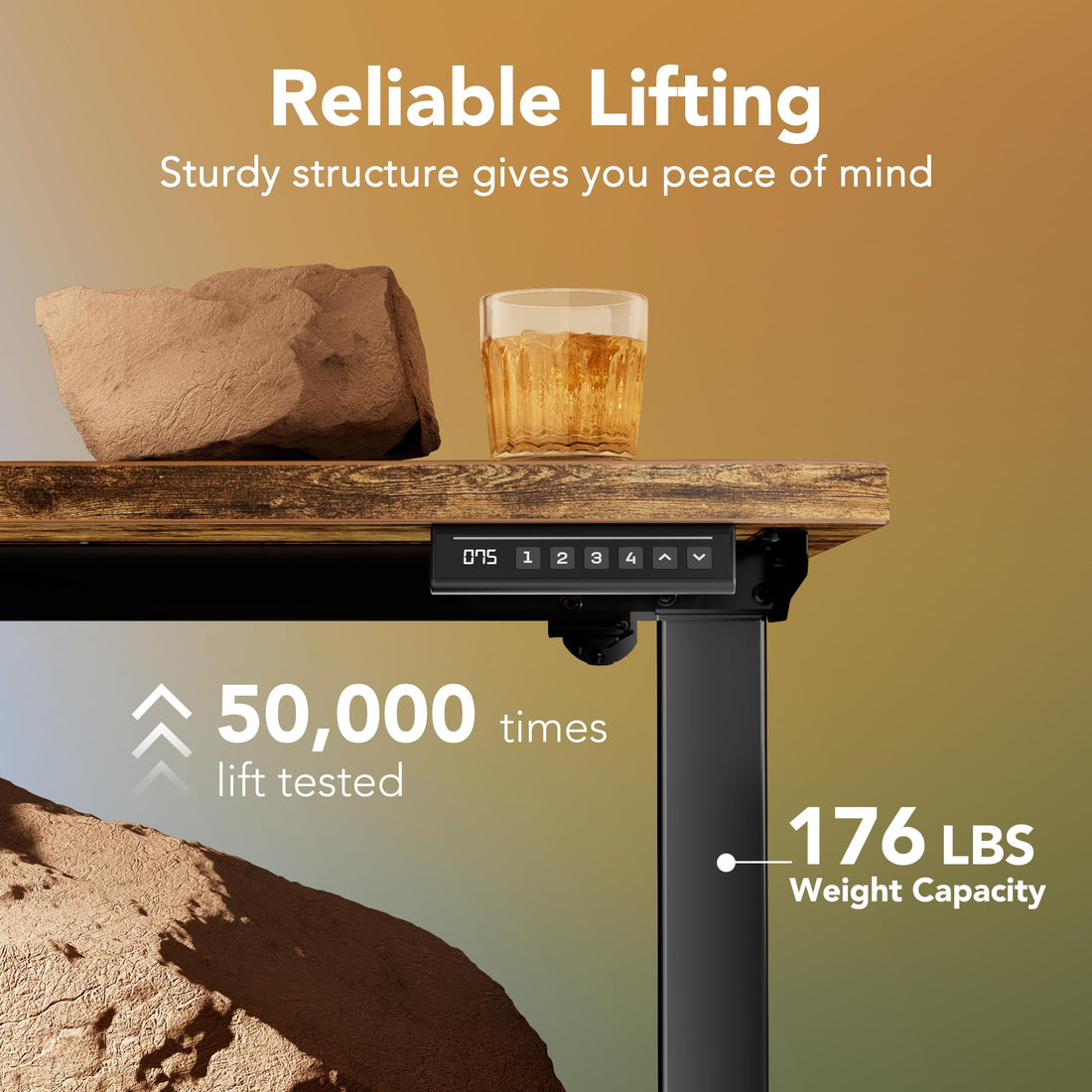 HUANUO 32" Electric Standing Desk, Light Walnut