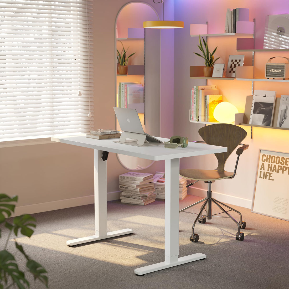 HUANUO 32" Electric Standing Desk, Light Walnut