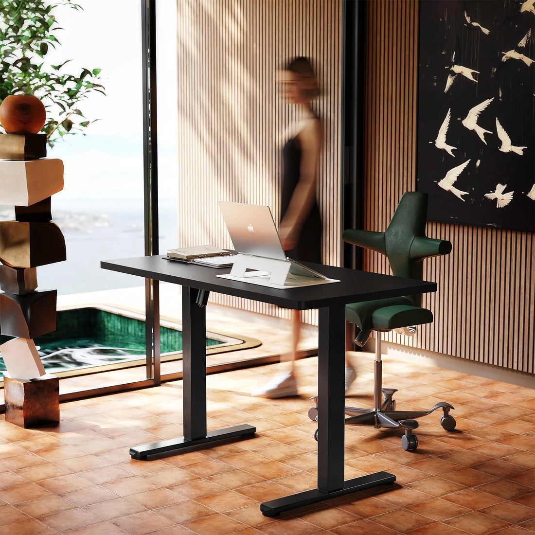 HUANUO 32" Electric Standing Desk, Light Walnut