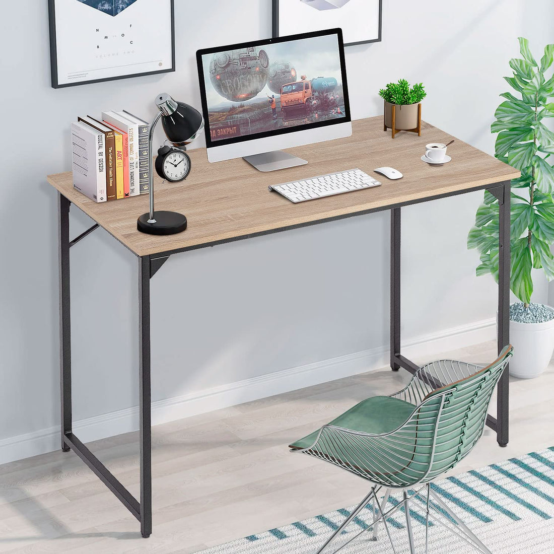 PayLessHere 32" Black Computer Desk with Metal Frame