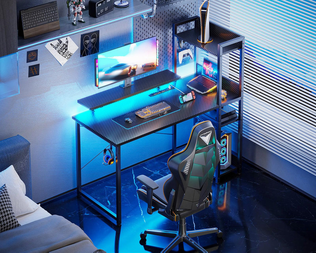 ODK 40" Reversible Gaming Desk with LED & USB Port