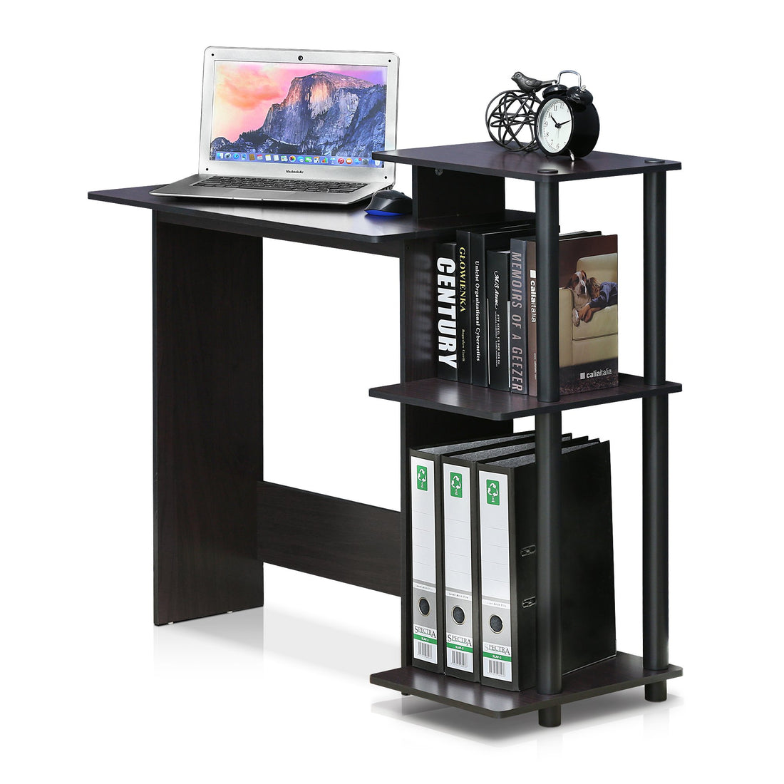 Furinno Compact Computer Desk, Walnut/Black