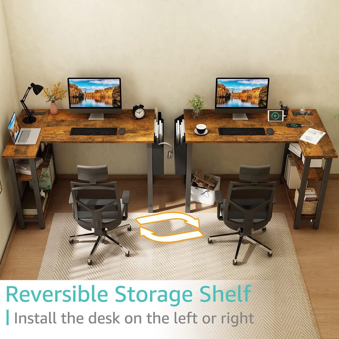 Lufeiya 40" White L-Shaped Desk