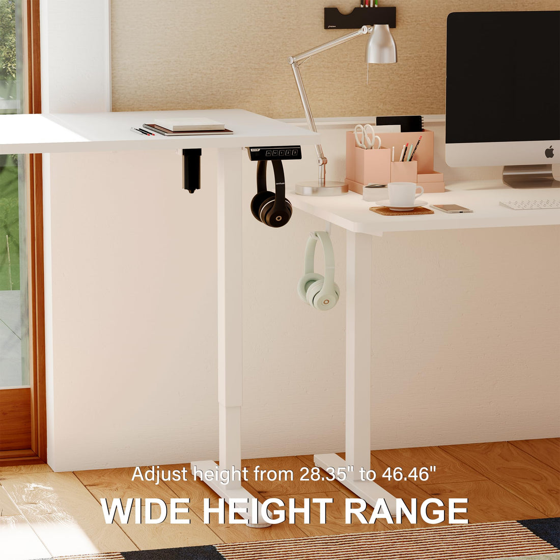 Monomi 63"x28" Electric Standing Desk, Rustic Brown/Black
