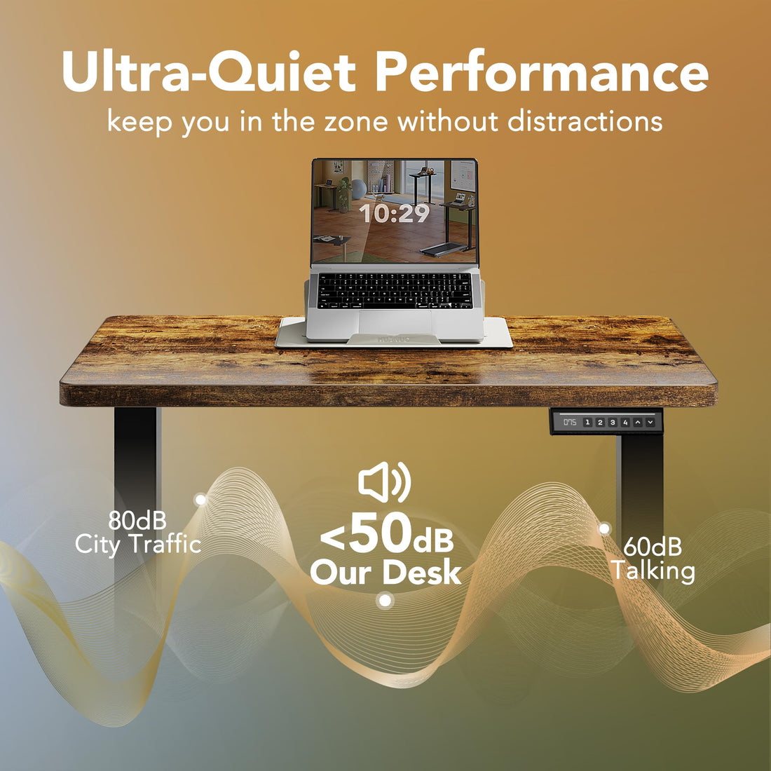 HUANUO 32" Electric Standing Desk, Light Walnut