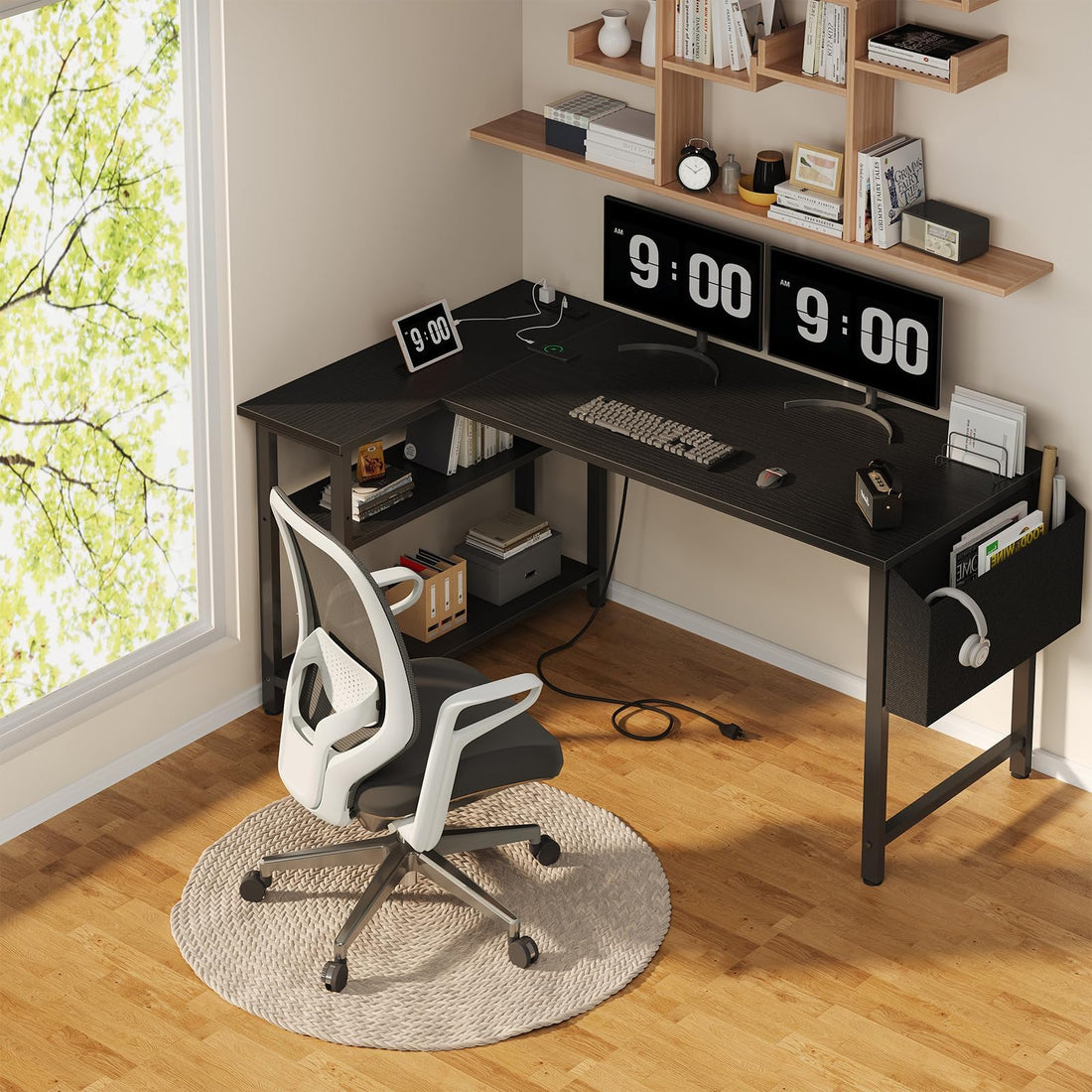 Lufeiya 40" White L-Shaped Desk