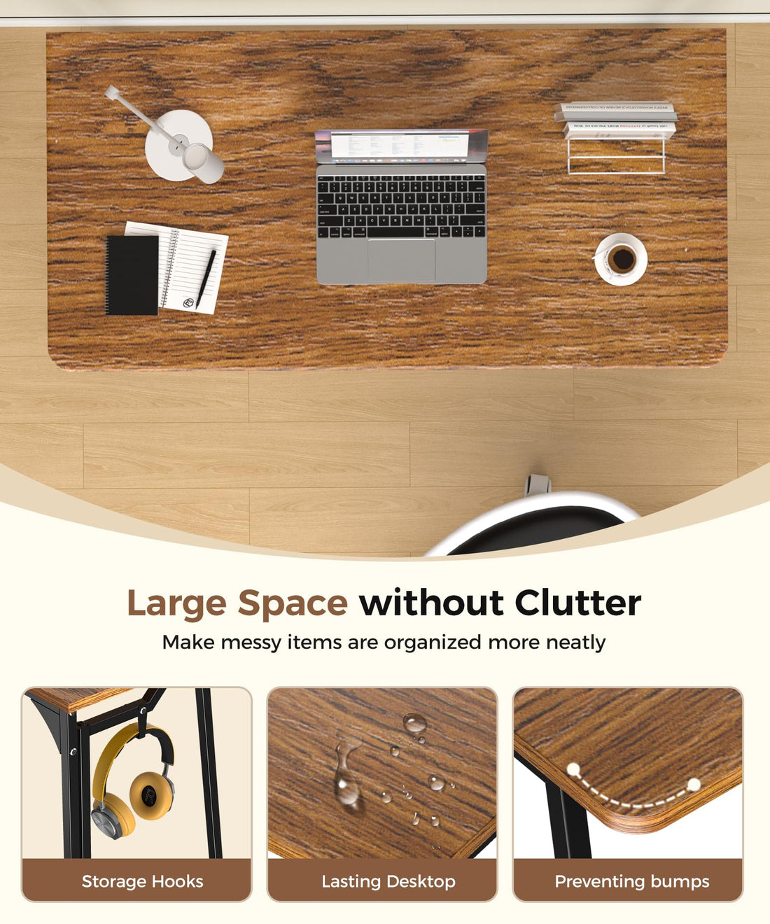 31.5" Small Folding Computer Desk, Rustic